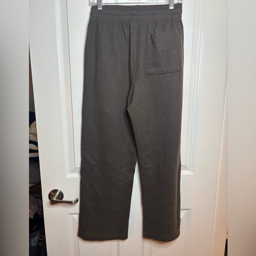 NWOT ZARA Ribbed soft Casual Brown Wide-Leg Pants pullon size S - Picture 6 of 9